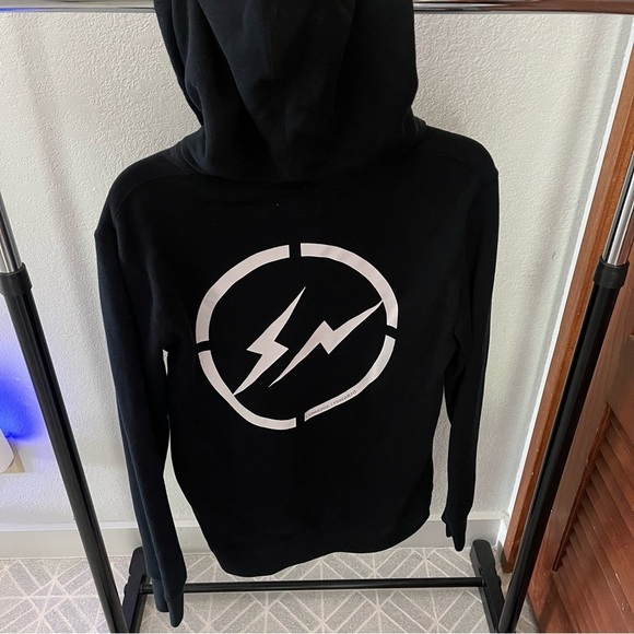 FRAGMENT x CONVERSE sz S Black Pullover Fleece Hoodie Long Sleeve Bolt